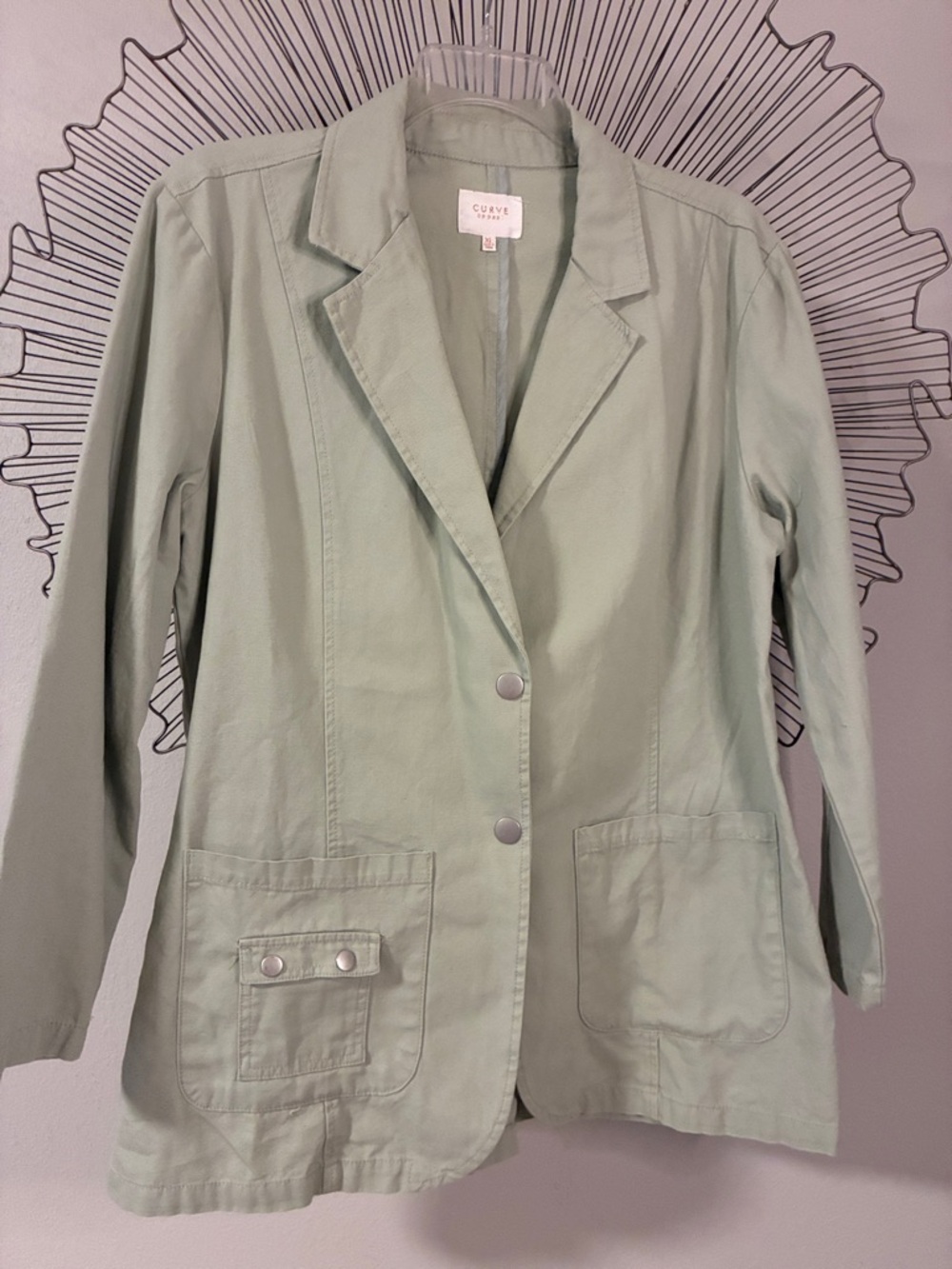 Curve Appeal 100% Cotton Blazer Light Sage Green Size XL